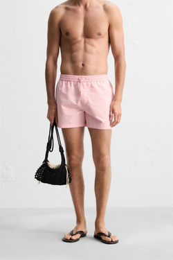ZARA ПЛАВКИ SEERSUCKER, РОЗОВЫЙ