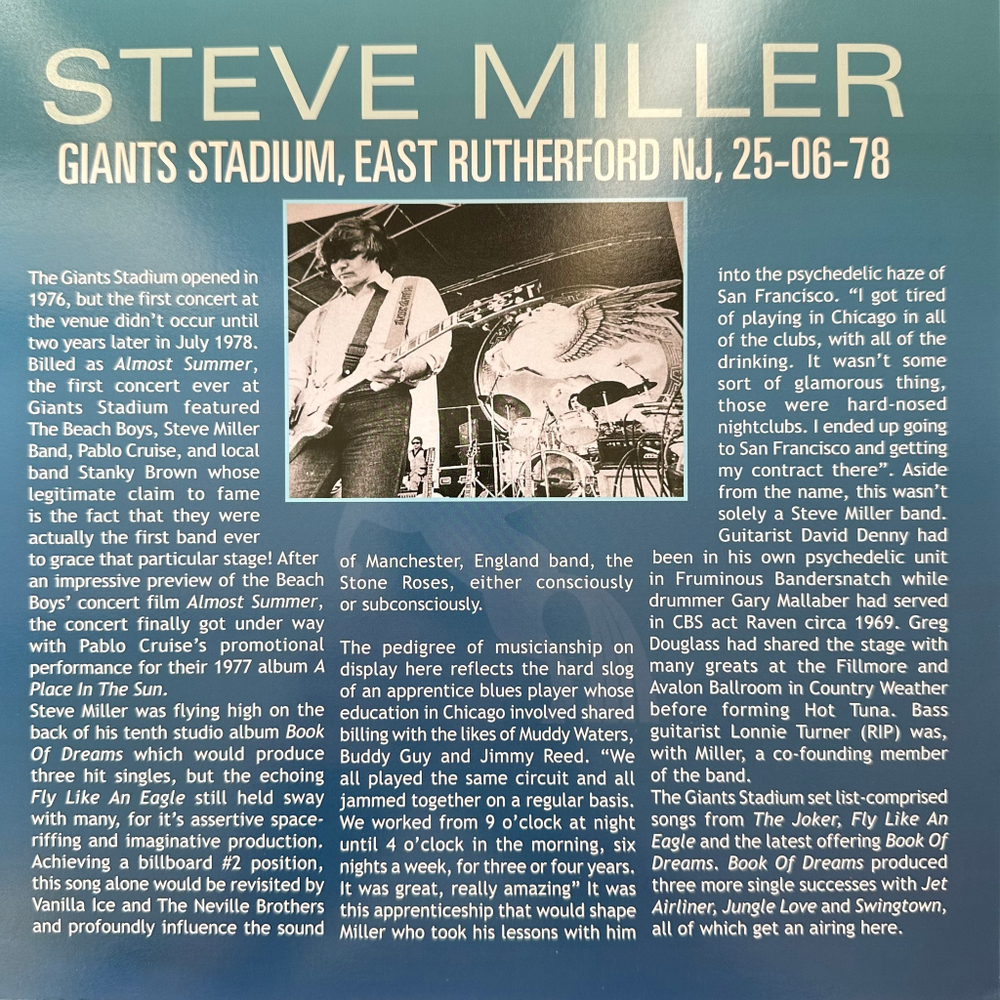 Steve Miller- Giants Stadium, East Rutherford Nj 25-06-78 (Европа 2016г.)