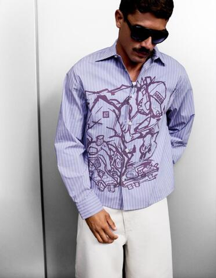 NTS X BERSHKA ft. UMRU Рубашка с принтом, фиолетовый