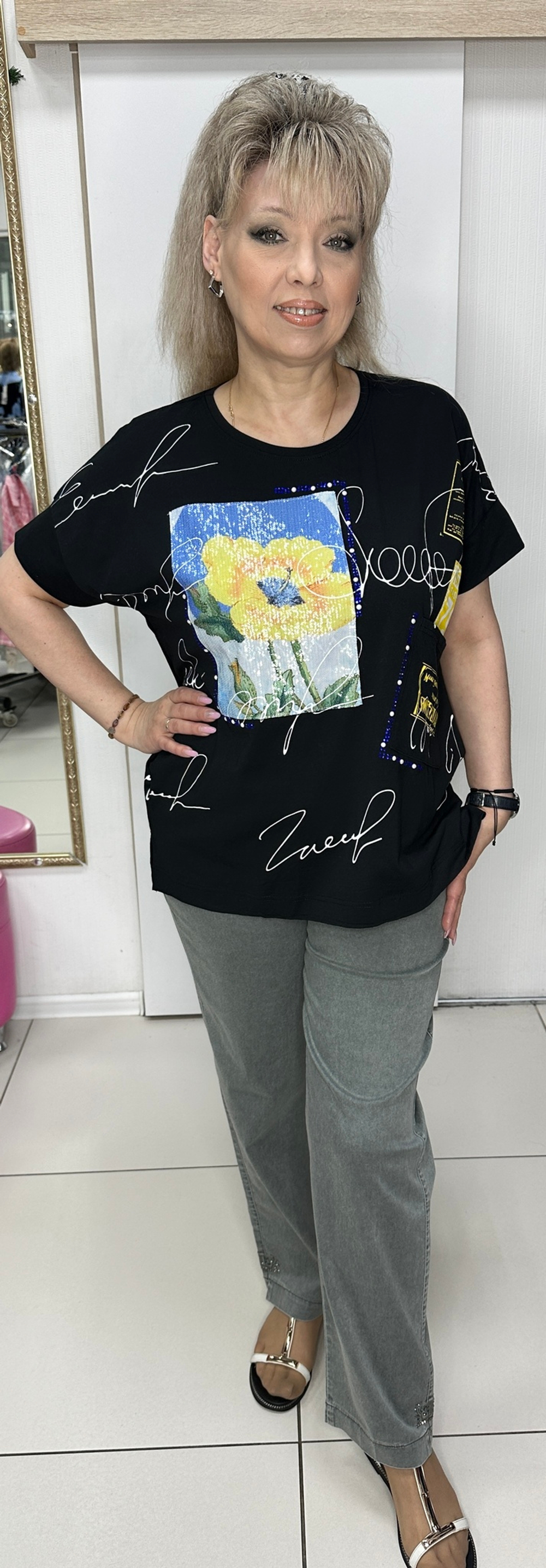 Брюки в оливковом цвете на большие размеры