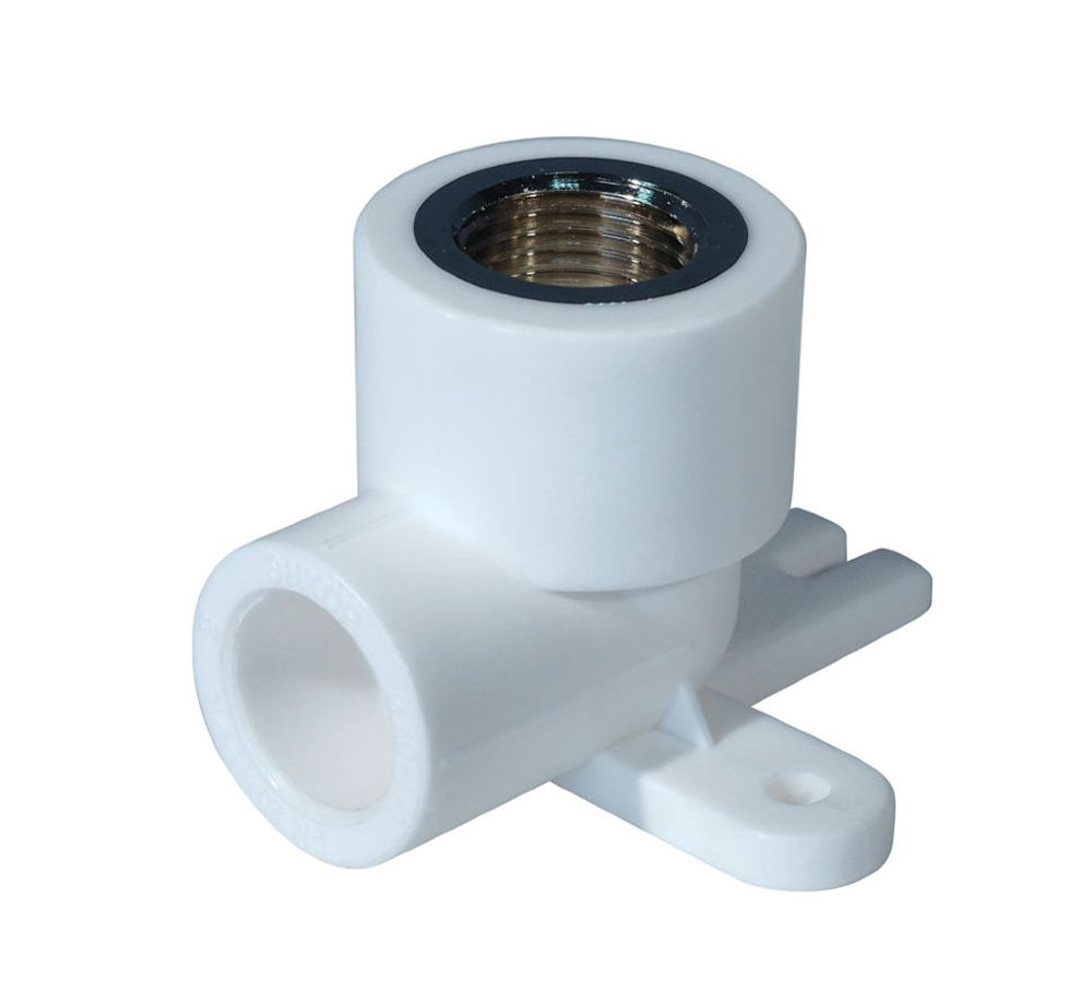 Угольник комб. вн.р 20х1/2 с креплением PP-R БЕЛЫЙ