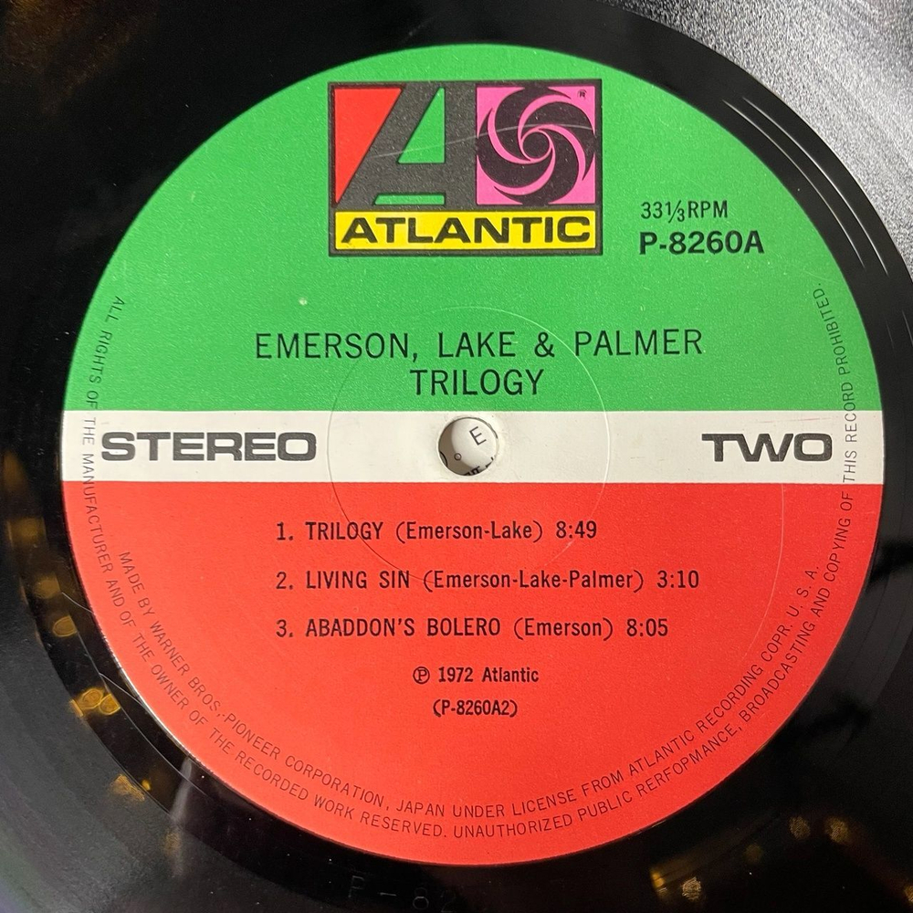 Винтажная виниловая пластинка LP Emerson, Lake and Palmer Trilogy (Japan 1972) (No Obi) Fugue