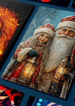 Картина на стену на металле от MetallSubArt "Новогодняя открытка"