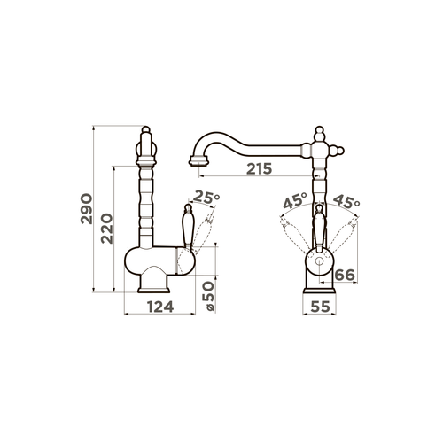 смеситель для кухни Omoikiri Kyoto-AB-022 латунь/античная латунь