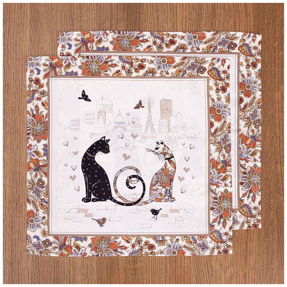 НАБОР САЛФЕТКИ "ПАРИЖСКИЕ КОТЫ" 2 ШТ 40*40 ТВИЛЛ