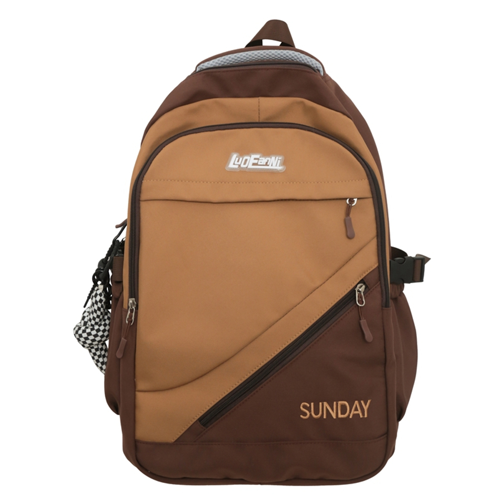 BESSIO Nylon Backpack Regular Unisex Black/Coffee
