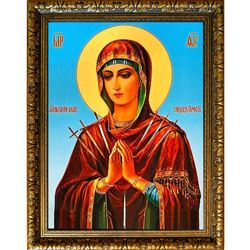 Умягчение злых сердец. Икона божьей матери на холсте.