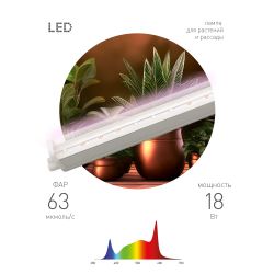 Светильник для растений фитолампа светодиодная линейная ЭРА FITO-18W-Ra90 полного спектра 18 Вт | Линейные фито светильники