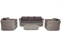 "Капучино" лаунж-зона из искусственного ротанга (гиацинт), цвет серый