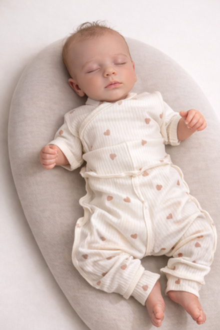 Боди дл.рукав и штанишки в рубчик, Сердечки