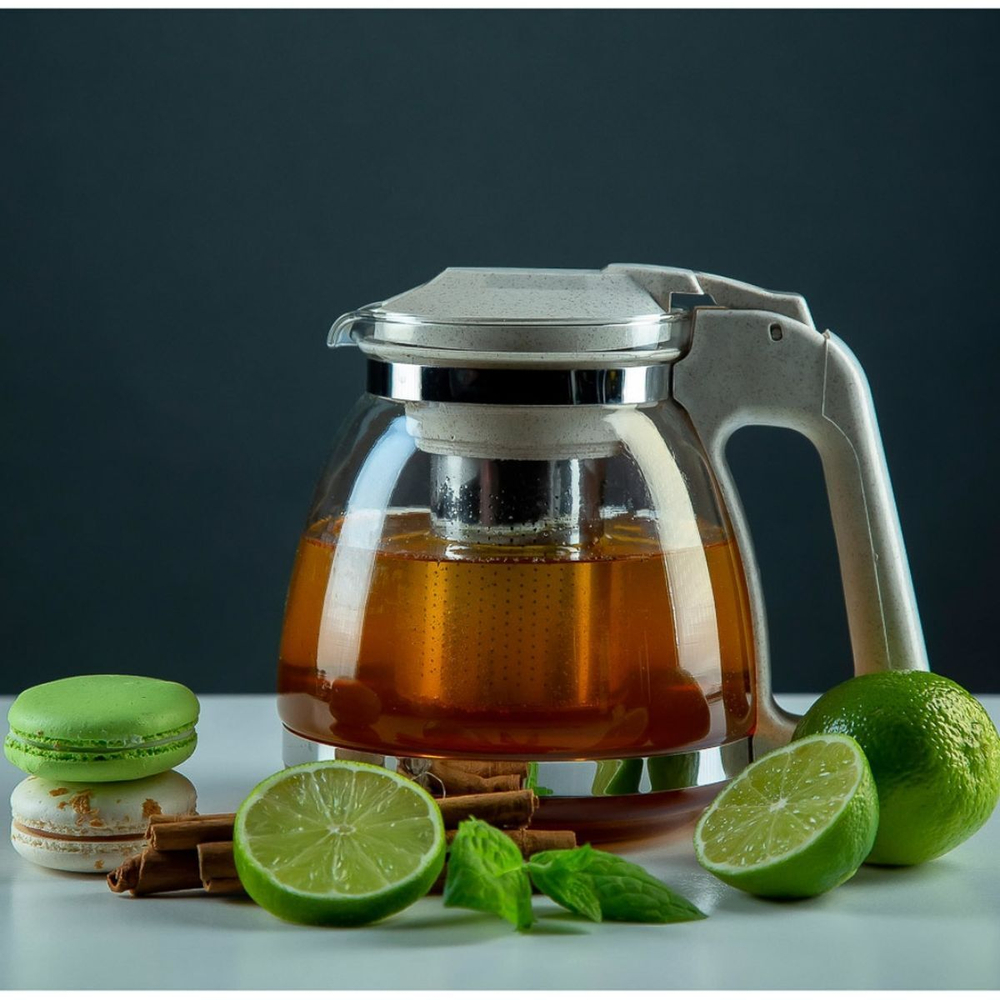 Чайник заварочный стекло, полипропилен, 1.5 л, с ситечком, Vettа, 850-197, в асс