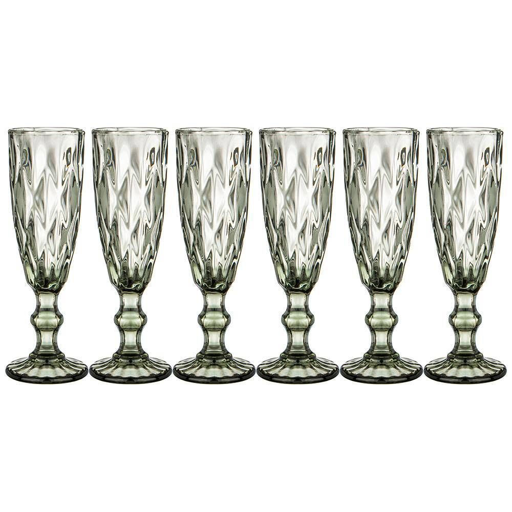 НАБОР БОКАЛОВ ДЛЯ ШАМПАНСКОГО "РОМБО" 6ШТ. СЕРИЯ "MUZA COLOR" 150МЛ. / В=20 СМ. (КОР=4НАБ.)