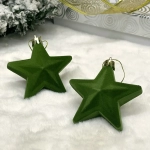 Набор ёлочных украшений VELOUR «Звезда» 8 см (набор 2 шт), Изумруд