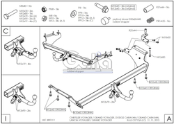 Фаркоп оцинкованный Galia C071A для Chrysler Grand Voyager 2008-, Dodge Caravan 2008-(паспорт и сертификат в комплекте)(без электрики)
