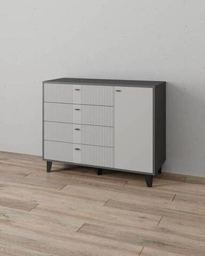 Комод КАТРИН-13 графит серый / МДФ светло-серый