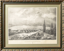 Вид Кремля от Каменного моста. Гравюра. Из альбома "Vue de Moscou". — Париж, 1886