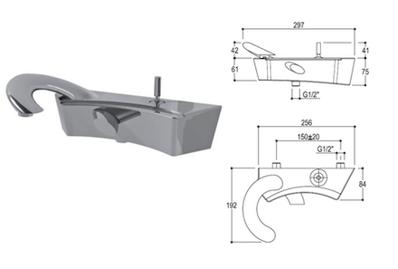Дизайнерский настенный смеситель для ванны Ritmonio Paolo&Francesca F0BA0530CRL