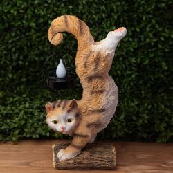 Светильник уличный ЭРА ERASF22-01 садовый на солнечной батарее садовый Кот Акробат 37 см | Садовые декоративные светильники