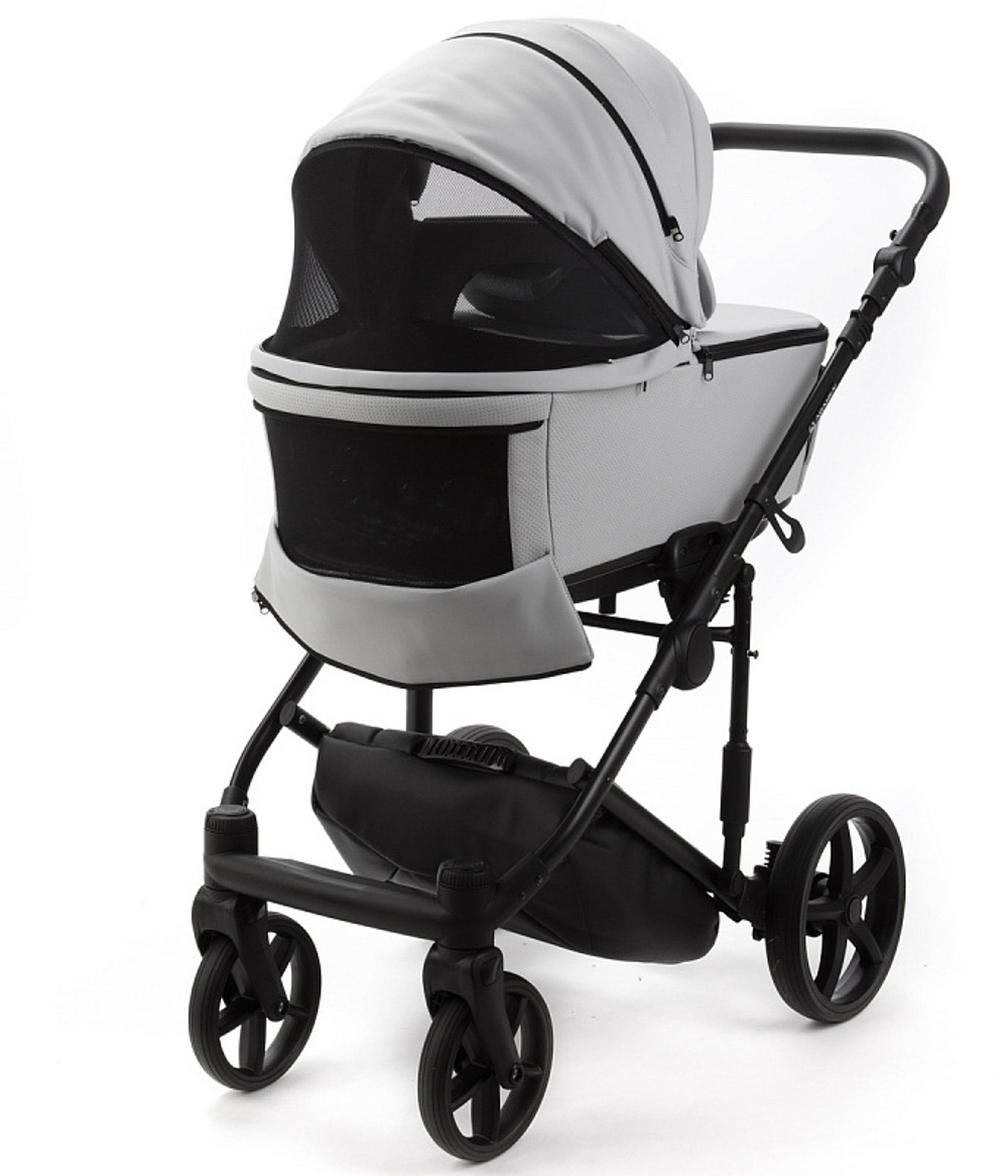 Детская коляска Adamex Zico Deluxe New 2 в 1 ZN-SA03 СВЕТЛО-СЕРАЯ КОЖА