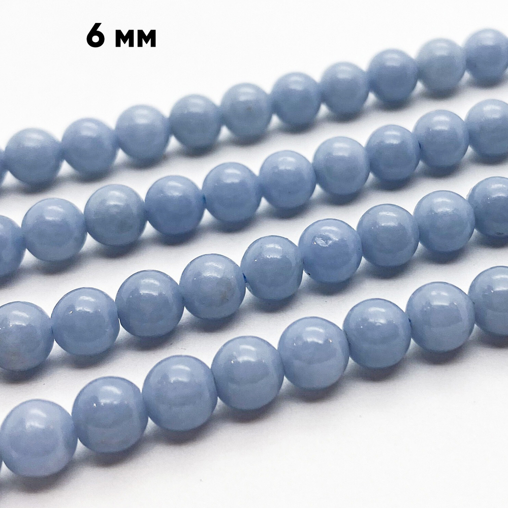 Ангелит бусины, диаметр около 6,4-6,6 мм, цена за 14-15 шт (1/4 нити)