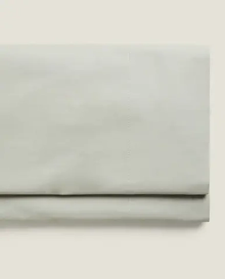 ZARA HOME (200 НИТЕЙ) ПРОСТЫНЯ ИЗ ХЛОПКА ПЕРКАЛЬ, СВЕТЛО-ЗЕЛЕНЫЙ