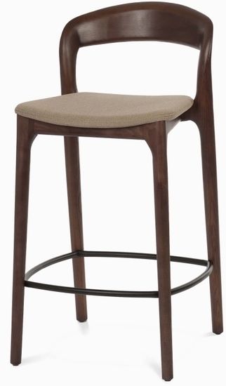 Полубарный стул Canada деревянный темно-бежевая ткань
