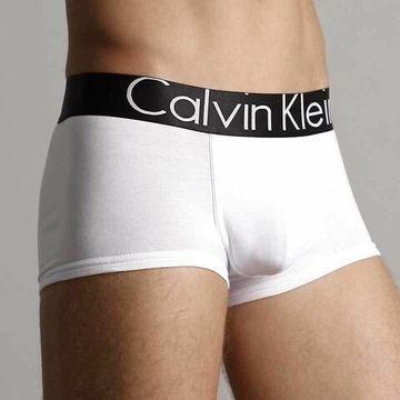Мужские трусы боксеры белые с черной резинкой и белыми буквами Calvin Klein Black Waistband White