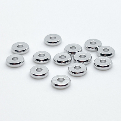 Бусина, цвет серебро (родий), размер 6 мм, цена за 10 шт