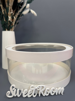 Коробка для тортов и пр шляпная с прозр стенками и окном d=24 h=10 белая