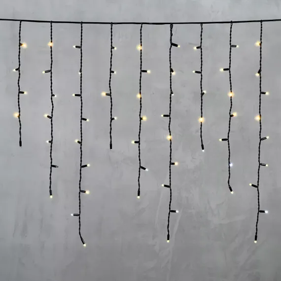 Светодиодная бахрома с колпачком 3,2*0,9 м., 168 теплых белых LED ламп, мерцание, каучуковый черный провод, LTC (LL168BLW-1-2WW)