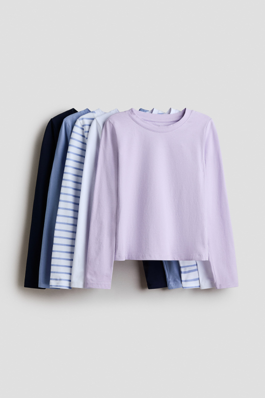 H&M Набор из 5 хлопковых топов, фиолетовый