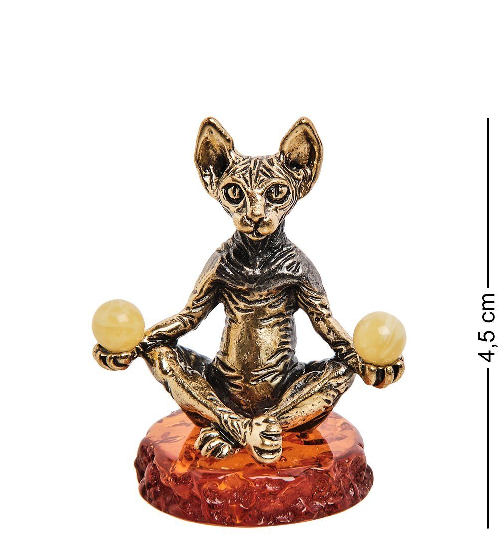 Народные промыслы AM-3072 Фигурка «Кот Йог» (латунь, янтарь)