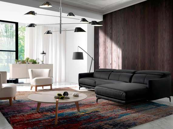 Диван угловой Angel Cerda 5359-R, черная кожа