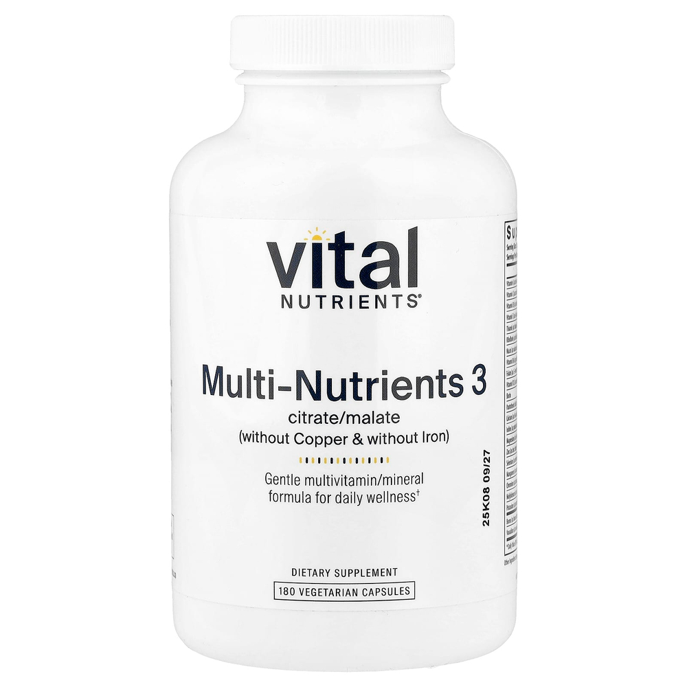 Vital Nutrients, мультипитательный цитрат/малат (без меди и железа), 180 вегетарианских капсул