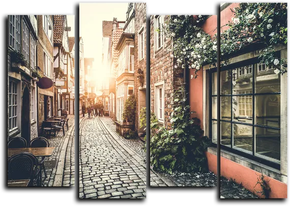 Модульная картина "Улица старого города"