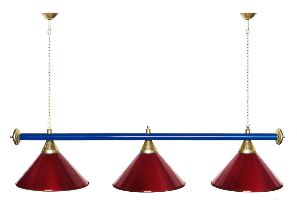 Лампа STARTBILLIARDS 3 пл. (плафоны зеленые,штанга зеленая,фурнитура золото)