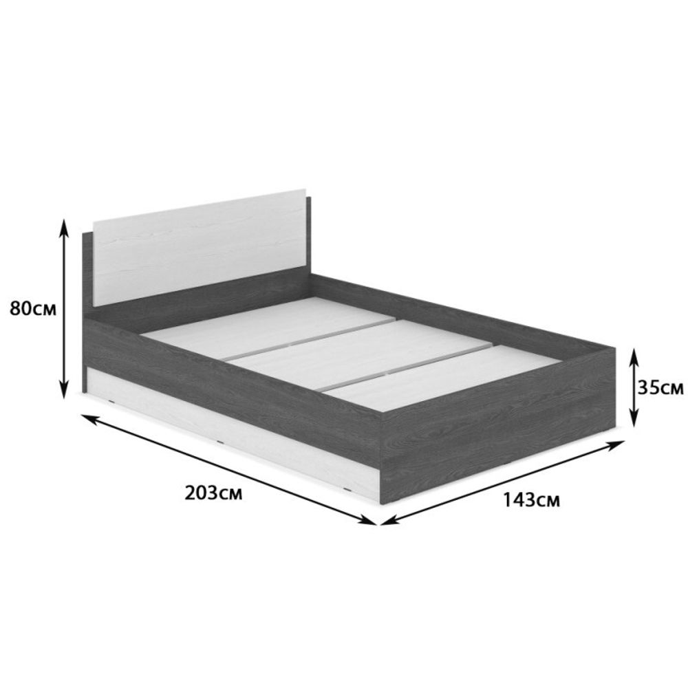 Кровать двухспальная "Аманда" А14 (Ясень шимо темный/Ясень шимо светлый),