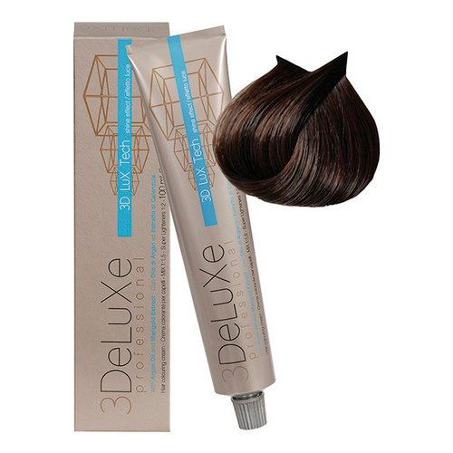 Стойкая крем-краска для волос Оттенок 5.77 Средний интенсивный коричневый кашемир 3DeLuXe 100мл