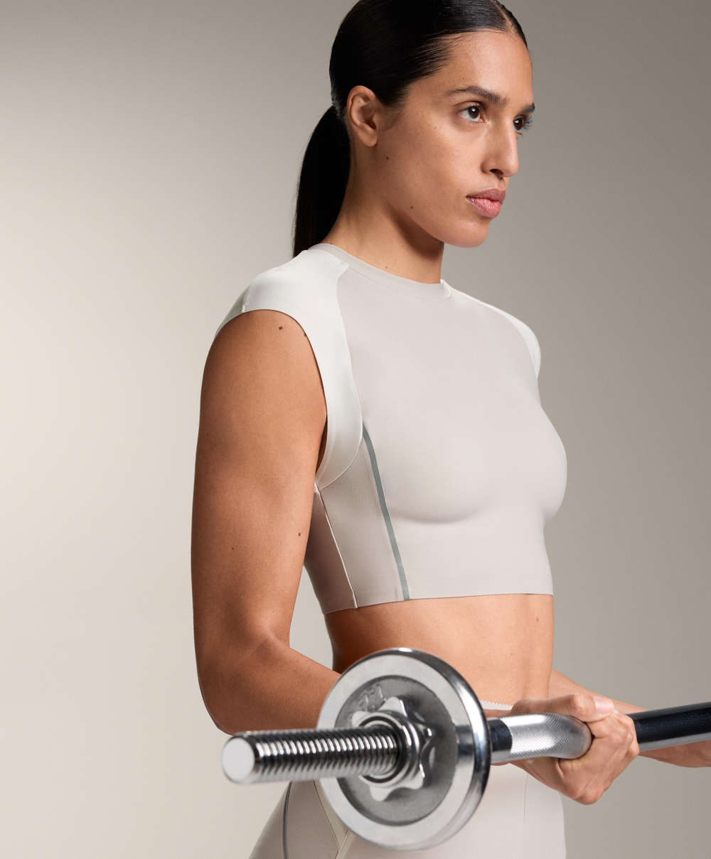 Oysho Топ Compressive светоотражающий, темно-серый