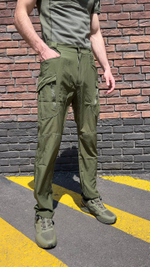 Брюки олива эластан