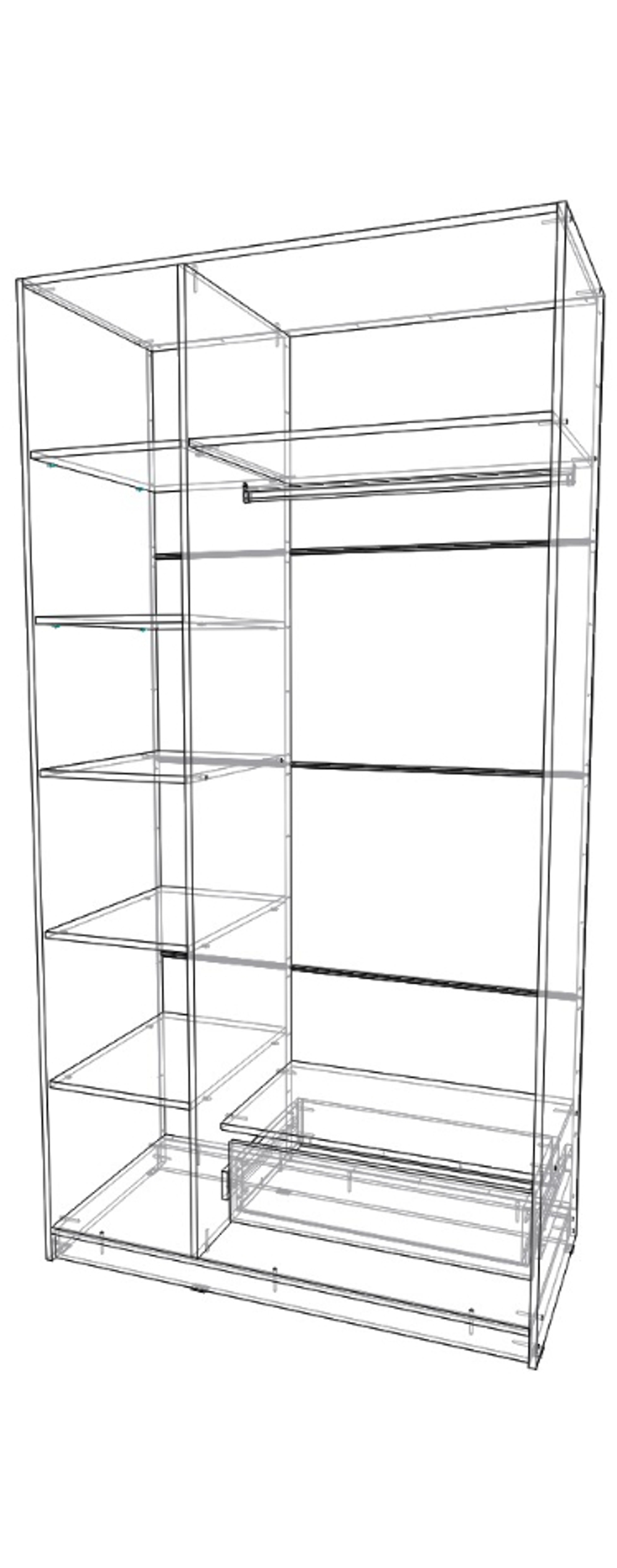 шкаф трёх створчатый 600×1200×2300 правый Вектор