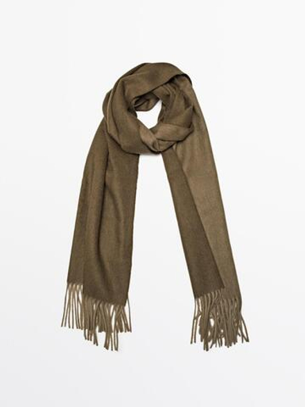 Massimo Dutti Шарф из двусторонней ткани, из 100% шерсти, зеленый