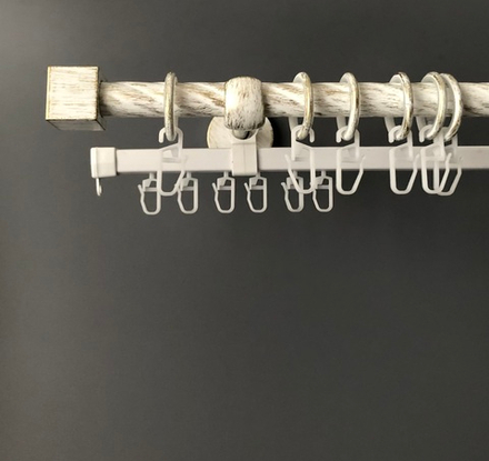 Карниз кованый витой Куб Ост d16 мм двухрядный со второй направляющей, цвет белое золото