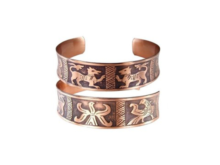 Медный браслет, пластинчатый. Длина 16,5 см.