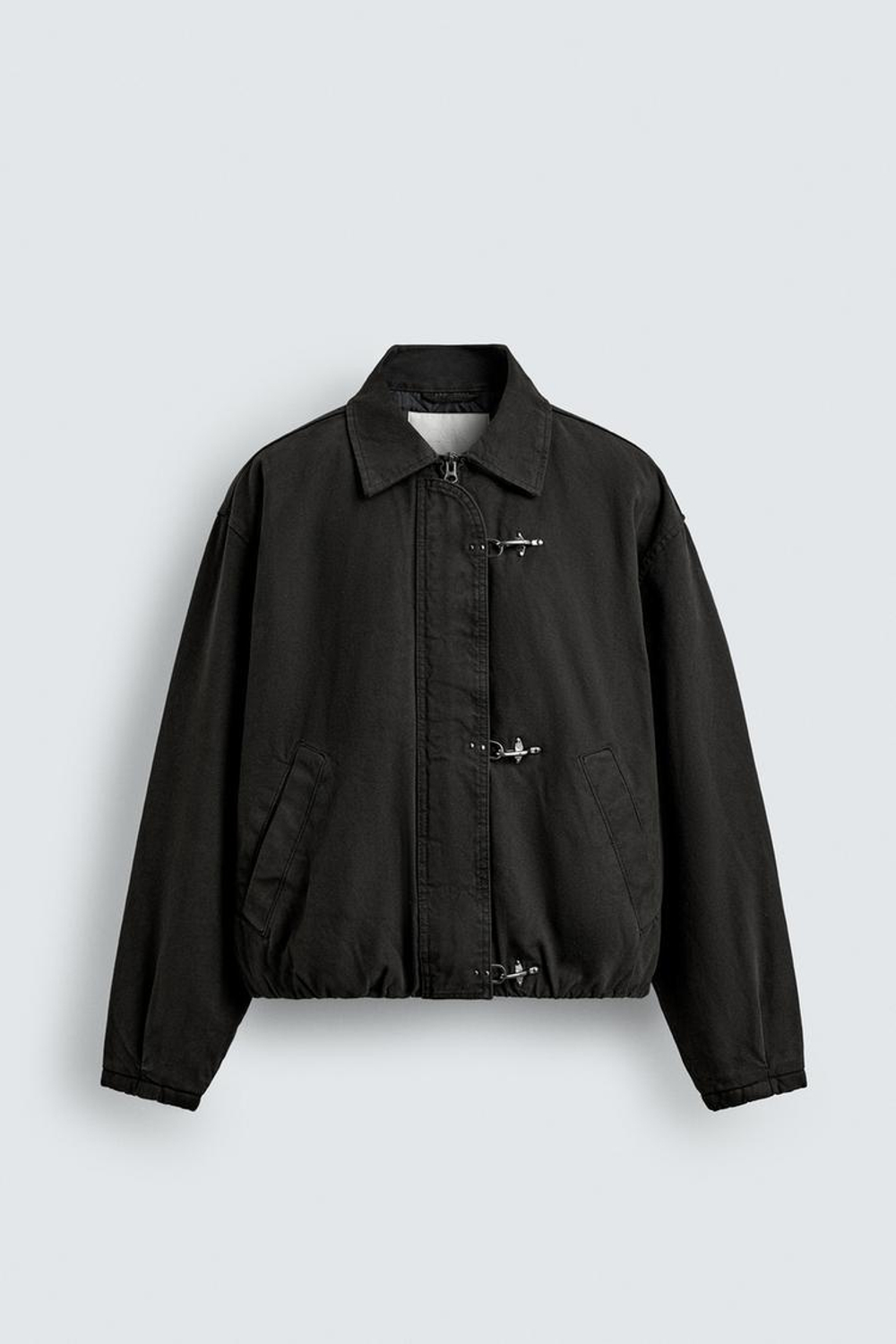 ZARA УКОРОЧЕННАЯ КУРТКА, СЕРЫЙ