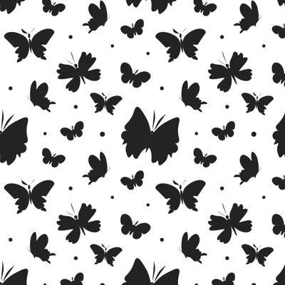 Бесшовный узор с чёрными бабочками