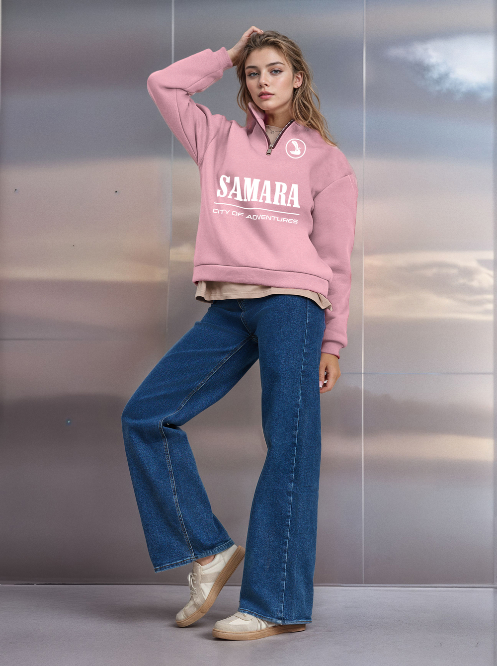 Толстовка женская с зип-воротником "Samara" розовый