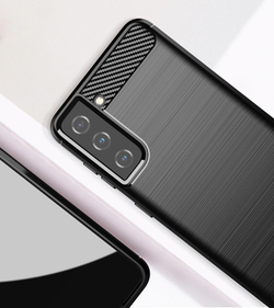 Чехол черный на смартфон Samsung Galaxy S21+ Плюс, серия Carbon от Caseport