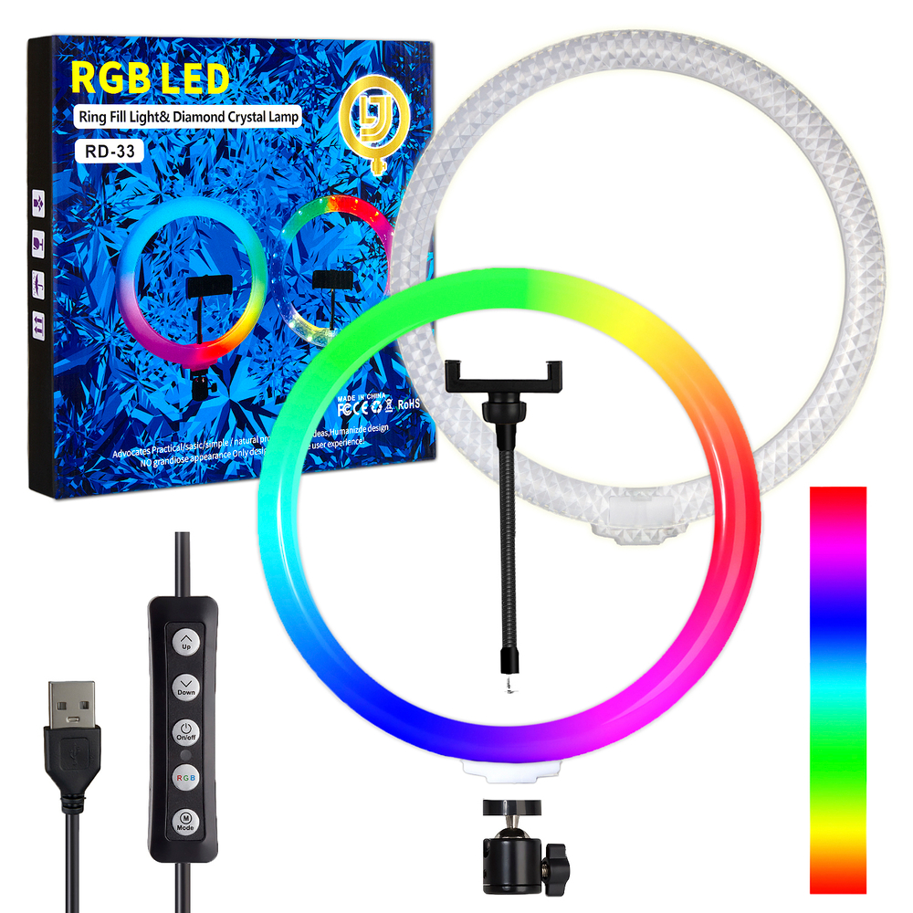 Кольцевая лампа для фото 33см RGB RD-33 Crystal Diamond Lamp (двухстороннее)