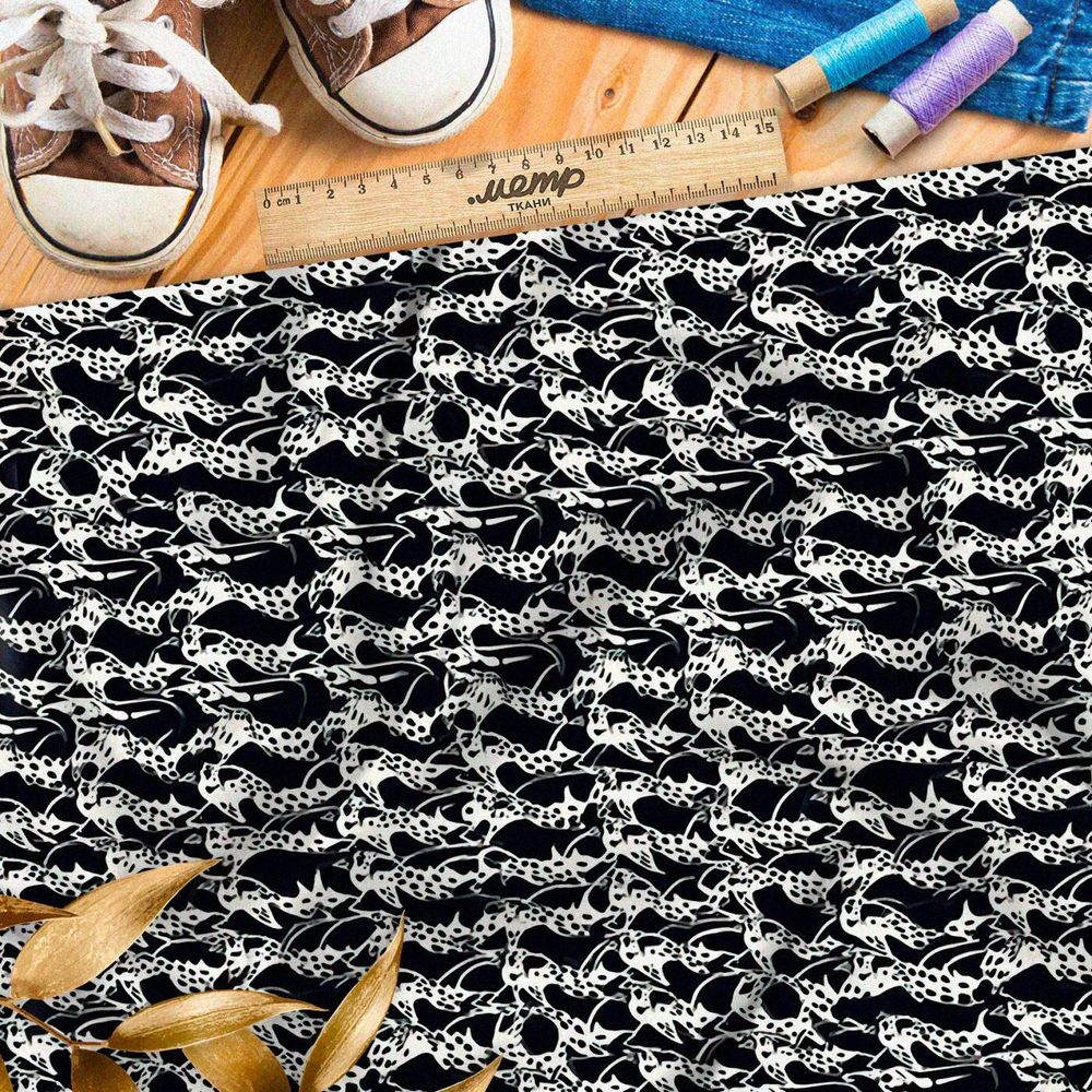 Ткань премиум атлас черно-белая мелодрама